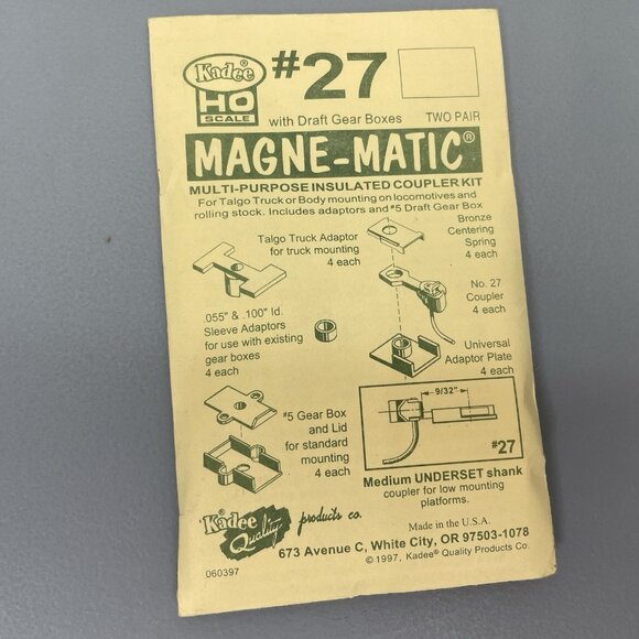 Kadee 27 Magne-Matic Multi Purpose Insulated Coupler Kit Draft Gear Box HO Scale - Picture 1 of 2